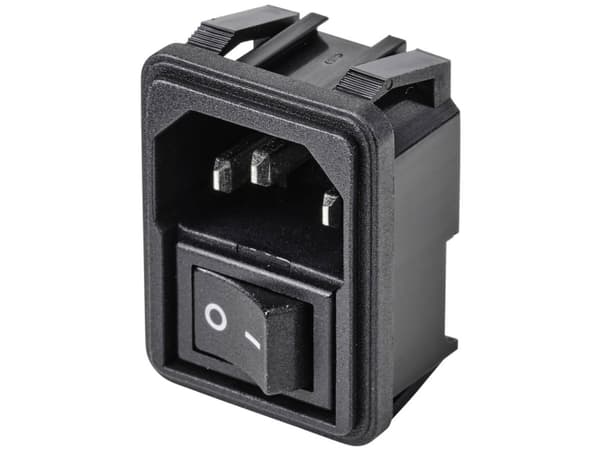 TRU COMPONENTS TC-10088416 IEC-liitin Pistorasia, uppoasennettava pystysuora Navat yhteensä: 2 10 A Musta 1 kpl