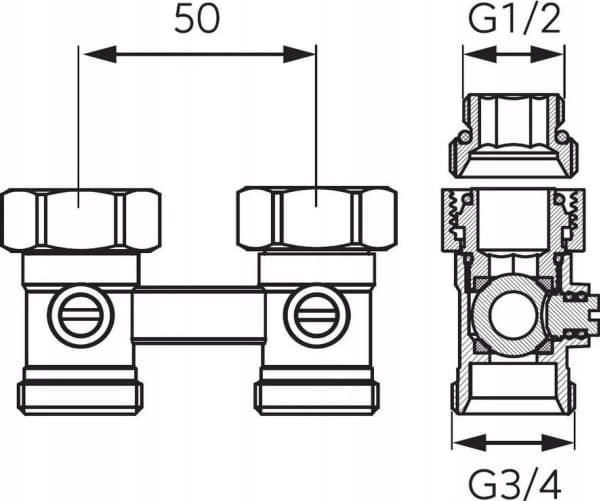 Ferro ZTV20 THERMOSTAT SET. STRAIGHT TO BOTTOM HEATING WITH HEAD GT20 // G.Z. PACKAGE-PR-1/2-FER-DOL-GT20