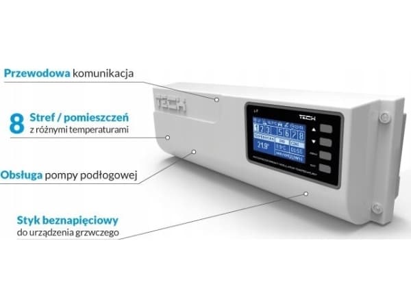 Tech L-7e kablet monteringslist for betjening av termostatventiler (8 seksjoner), hvit