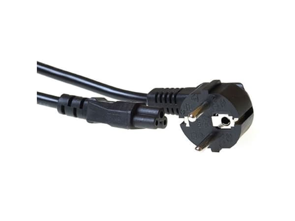 ACT Powercord mains connector CEE 7/7 male (angled) - C5 black 1.5 m