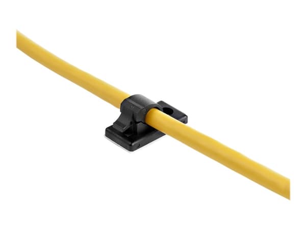 StarTech.com 100 itseliimautuvaa kaapelinhallintaklipsiä musta, Network/Ethernet/Office Desk/Computer Cord Organizer, Sticky Cable/Wire Holders, Nylo