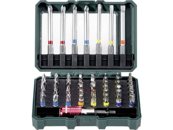 Metabo 626702000, Poranteräsetti, Kromi-vanadiiniteräs (Cr-V), Ruostumaton teräs, 56 kpl, Phillips, Pozidriv, Paikka, Torx