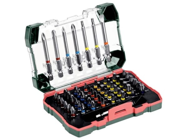 Metabo 626702000, Poranteräsetti, Kromi-vanadiiniteräs (Cr-V), Ruostumaton teräs, 56 kpl, Phillips, Pozidriv, Paikka, Torx