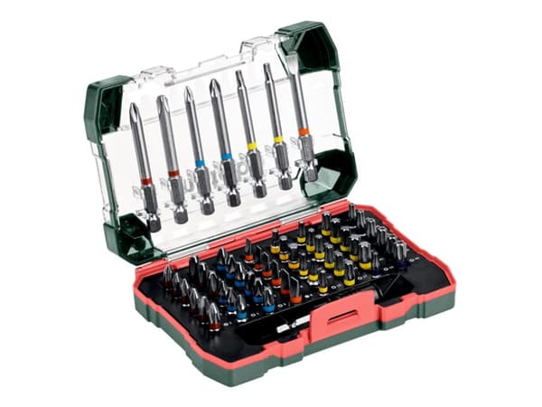 Metabo 626702000, Poranteräsetti, Kromi-vanadiiniteräs (Cr-V), Ruostumaton teräs, 56 kpl, Phillips, Pozidriv, Paikka, Torx