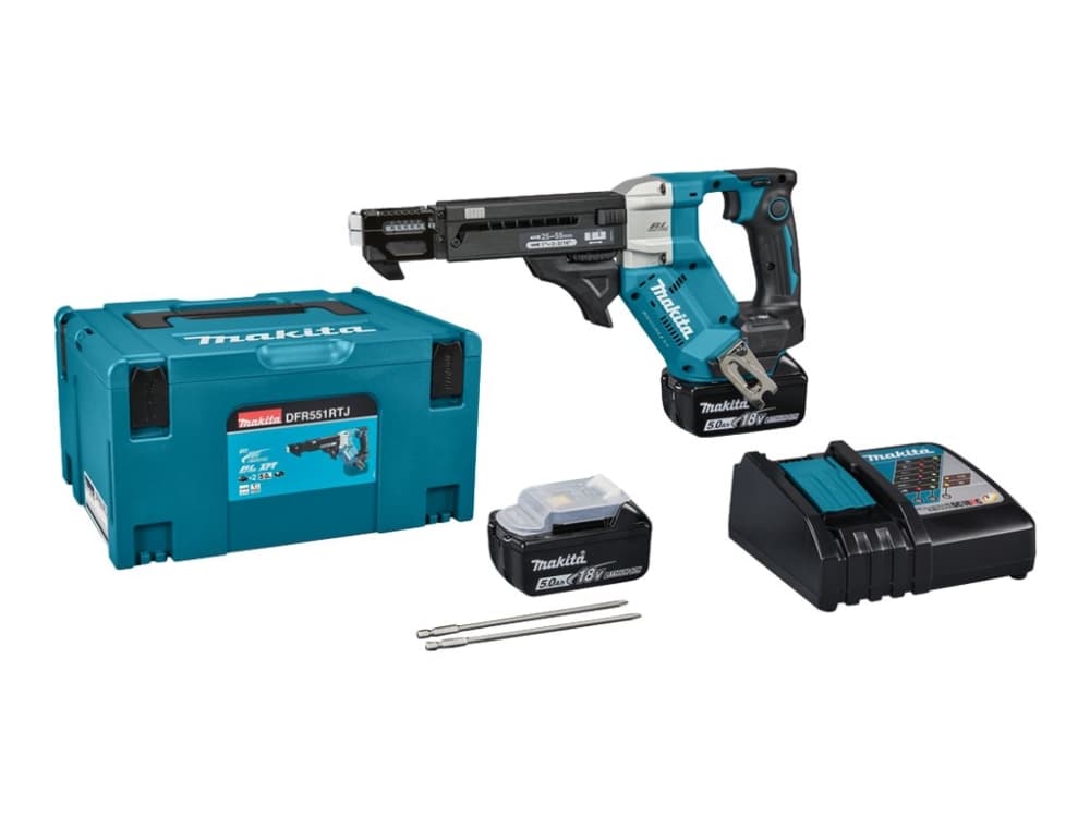 Makita DFR551RTJ Batteri magasinskruetrækker 18 V 5.0 Ah Litium inkl. batteri, inkl. ekstra batteri, Inkl. oplader