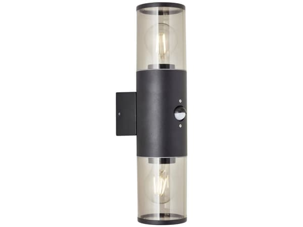 Brilliant Sergioro 96474/63 Utomhus vägglampa med rörelsesensor E27 Svart (matt)