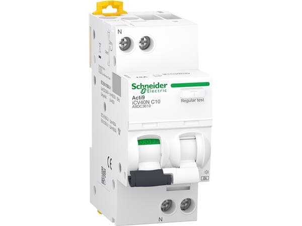 SCHNEIDER ELECTRIC Acti9 Yhdistelmäkytkin iCV40N 1P+N 10A C 30mA 6kA, luokka A, 36 mm