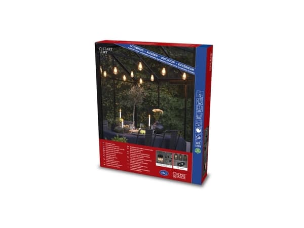 Konstsmide 2351-800 Valonjohto Ulkopuoli Lampujen lukumäärä 10 LED (RGB) Amber Valaistu Pituus: 9,15 m Himmennettävä, jatkettavissa
