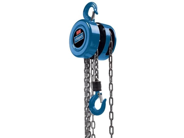 Scheppach 4907401000, Kjettingtalje, 1000 kg, 3 m, Blå, Metallisk, Metall
