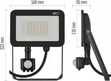 Emos flomlys LED flomlys Emos Profi PIR ZS2732 30W 3300lm 4000K IP65 PIR bevegelsessensor svart