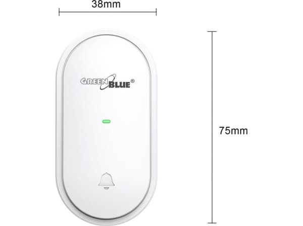 "GreenBlue kinetisk sändare som tillval för GB210 dörrklockradio, batterifri, IP44, stänksäker