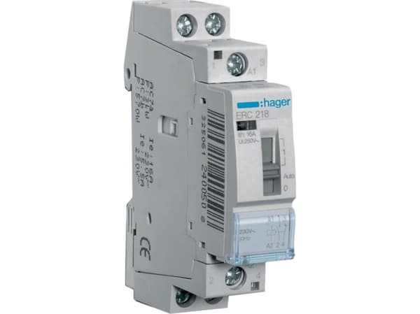 Hager ERC218, Grå, 1 - 10 mm², 230 V, 50 Hz, 16 A, 17,85 x 60 x 83 mm