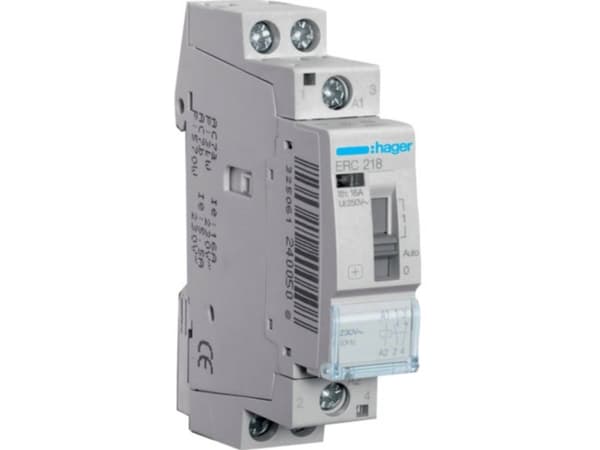 Hager ERC218, Grå, 1 - 10 mm², 230 V, 50 Hz, 16 A, 17,85 x 60 x 83 mm