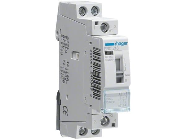 Hager ERC218, Grå, 1 - 10 mm², 230 V, 50 Hz, 16 A, 17,85 x 60 x 83 mm
