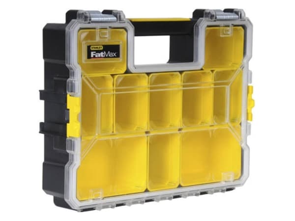 Stanley 1-97-518, Eske for små deler, Plast, Sort, Gjennomsiktig, Gult, Hengsel, 446 mm, 357 mm
