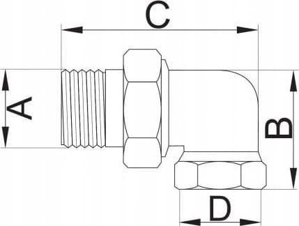 Hydroland 1/2" Kulmamessinkipultti O-renkaalla ( SR.K.15 ) H.// ŁM.ŚK.15.H