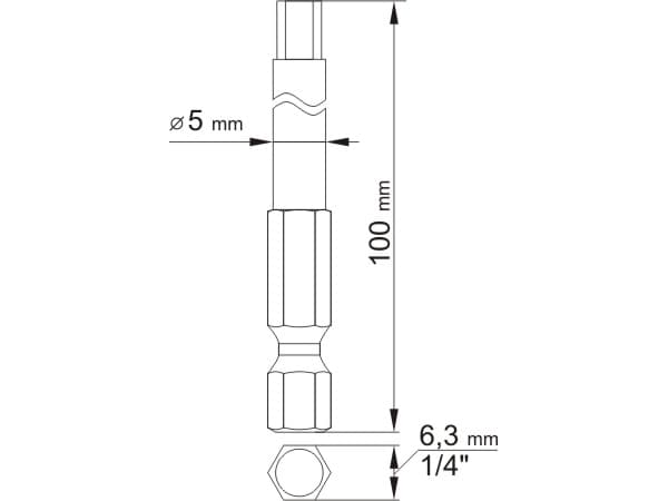 Yato YT-0494, 2 kpl, Kuusikulmainen (metrinen), Terästä, 100 mm, 25,4 / 4 mm (1 / 4")