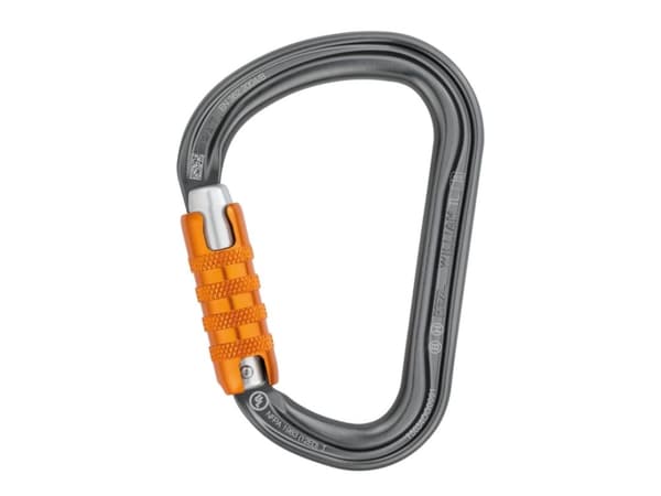 Petzl M36A BL, Bøyd wiregate, Låsbar, D-formet, Aluminium, Grå, 27 kN