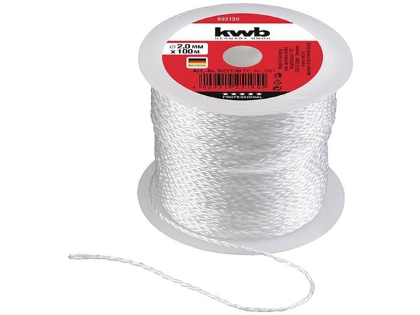 kwb 922130, Nylon, Vit, 100 m, 2 mm, 1 styck