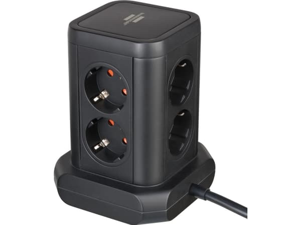 Brennenstuhl 1153560000, 2 m, Sisätila, IP20, Musta, 8 AC-pistorasia(a), 120 mm