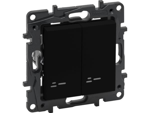 Legrand Niloe stegströmbrytare 863518 dubbel belyst svart