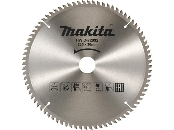 Makita D-72992 T.C.T.-såg 235X30mm 5° T80 för kapning av aluminium