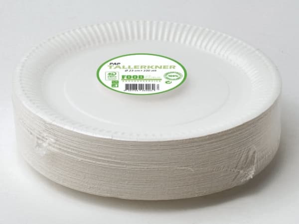 Tallerken middag pap Ø23cm 100stk/pak - (100 stk.)