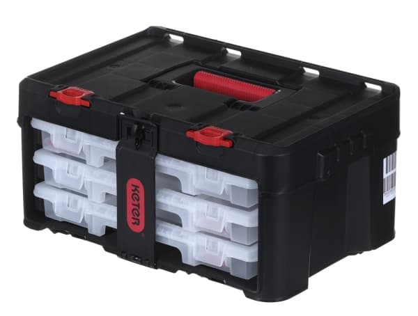 Værktøjskasse KETER Stack'N'Roll (17210831/253380) med 3 organisatorer Sort