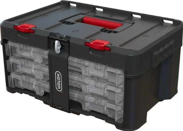 Værktøjskasse KETER Stack'N'Roll (17210831/253380) med 3 organisatorer Sort