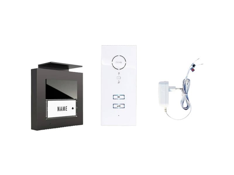 m-e modern-electronics ADV-10101 AW Dørsamtaleanlæg Trådløs Komplet sæt Antracit, Hvid