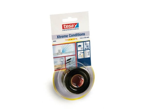 TESA 04600-00001-00, Svart, Metall, Silikon, -65 - 260 ° C, 3 m, 2,5 cm