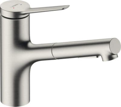 HG Zesis M33 køkkenarmatur - etgrebsbatteri 219mm tud t/kv/udtr.br Steel-optik