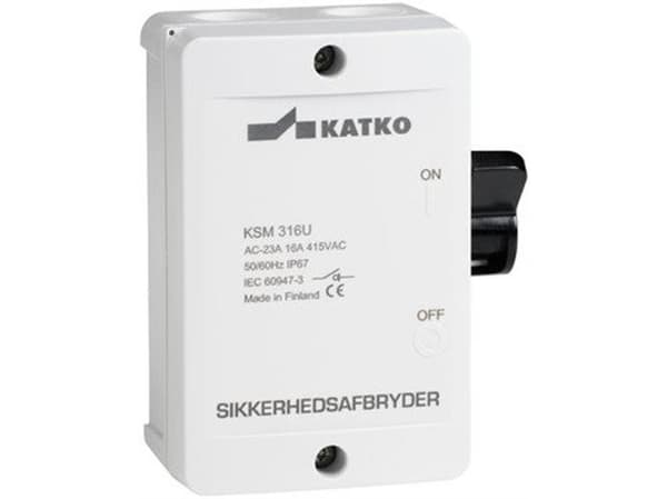 Säkerhetsavbryder 16A 3P grå/sort KSM316U/2xM20