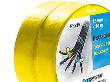 PVC-teippi 15 mm x 10 m, 2 rullaa, keltainen
