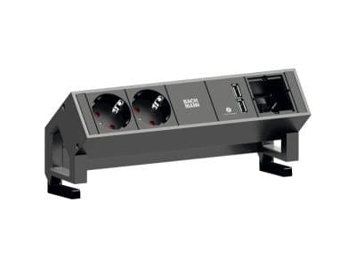 Bachmann DESK 2, 0,2 m, Sisätila, Alumiini, Musta, 2 AC-pistorasia(a), 241,2 mm