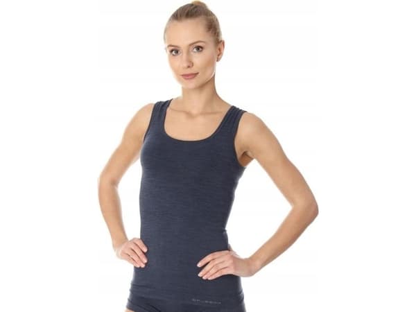 Brubeck TA10170 Naisten hihaton T-paita COMFORT WOOL dark denim M