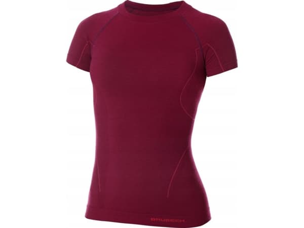 Brubeck SS11700 T-shirt for women with short sleeves ACTIVE WOOL plum L