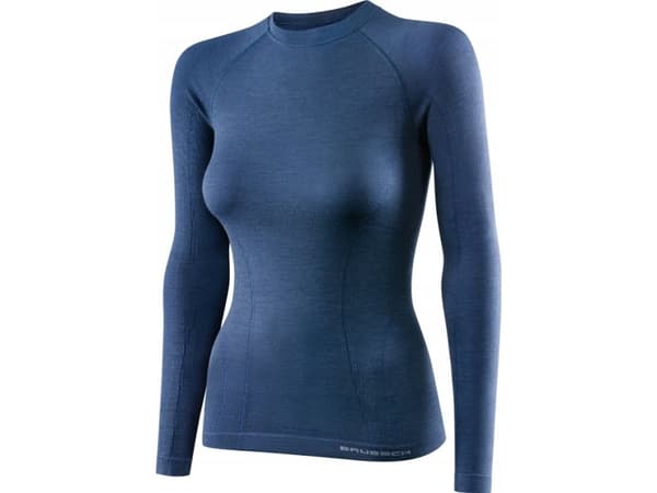 Brubeck LS12810 Naisten pitkähihainen ACTIVE WOOL T-paita denim XL