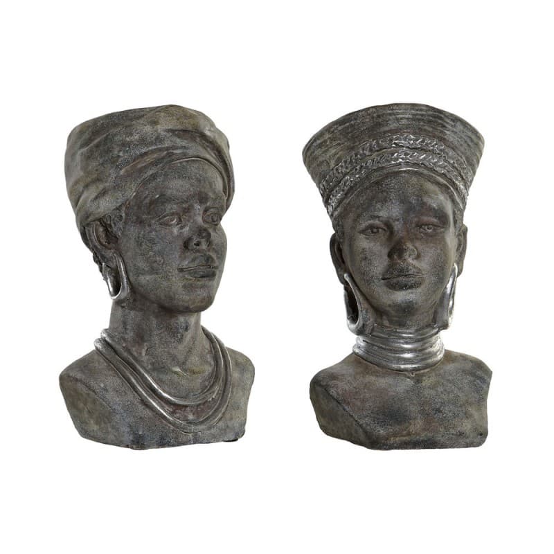 Kruka DKD Home Decor Brun Cement Afrikanska (17 x 16 x 28 cm) (2 pcs)