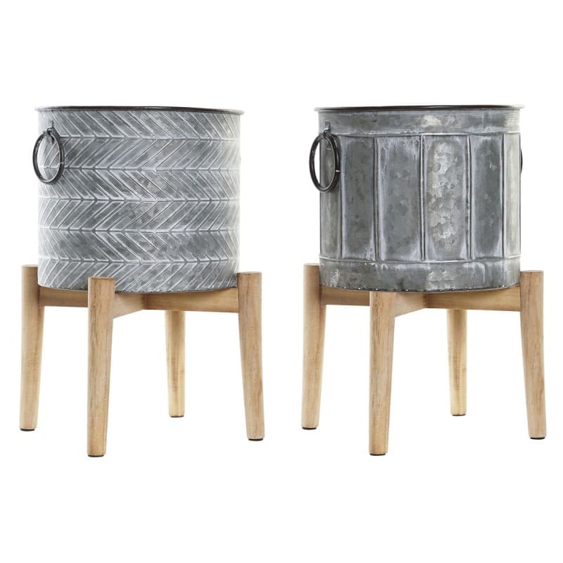 Kruka DKD Home Decor Metall Brun Mörkgrå Furu (26 x 26 x 34 cm) (2 antal)