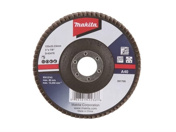 Makita - Klaffplate - for metall, ikke-jernholdig metall, polyvinylklorid (PVC) - 125 mm - grovkorn: A40