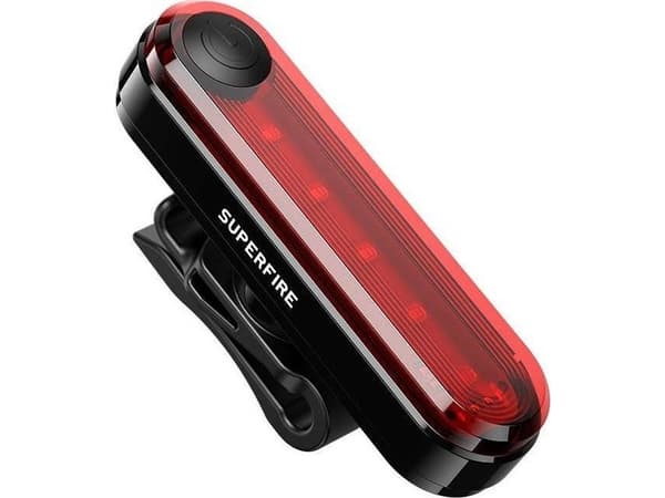 Superfire BTL01 bakre cykellampa, USB, 230mAh
