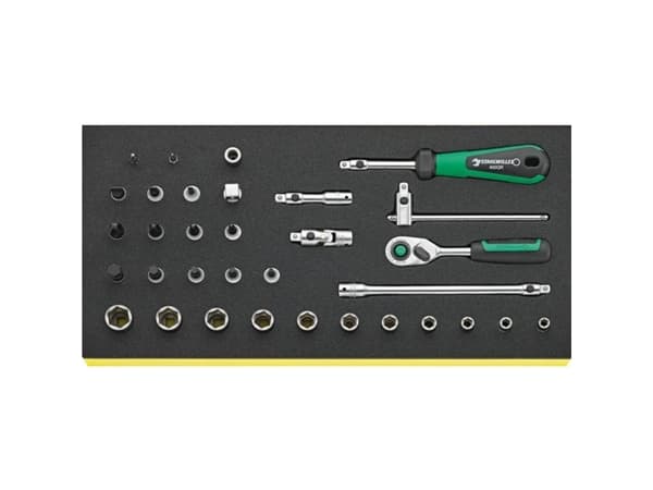 STAHLWILLE TCS 40/41/44 / 8QR, Pipenøkkelsett, 33 stykker, Sort, Grønn, Sølv, 350 mm, 175 mm, 45 mm