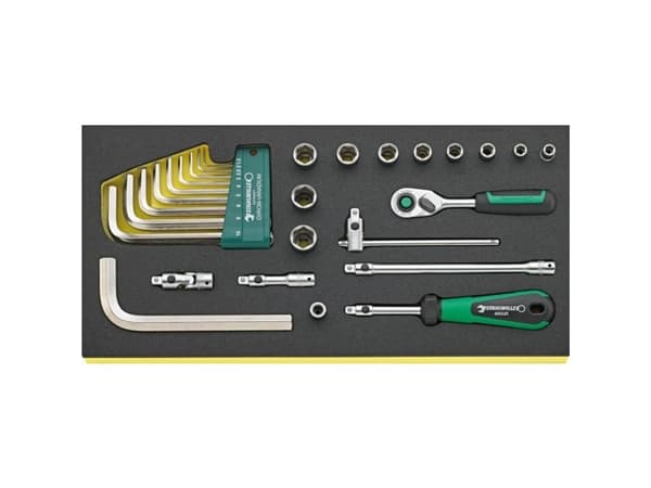 STAHLWILLE TCS 1/4 ZOLL + 10760 CV QR, Hylsnyckeluppsättning, 27 styck, Svart, Grön, Silver, 350 mm, 175 mm, 43 mm