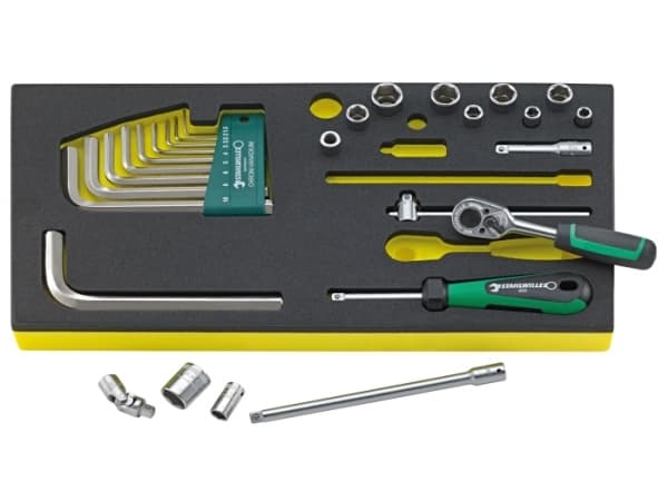 STAHLWILLE TCS 1/4 ZOLL + 10760 CV QR, Hylsnyckeluppsättning, 27 styck, Svart, Grön, Silver, 350 mm, 175 mm, 43 mm