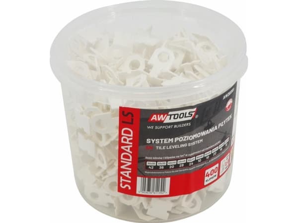 AWTOOLS FLISNIVELLERINGSSYSTEM STANDARD 2,0mm - 7-15mm - CLIP 400 stk.