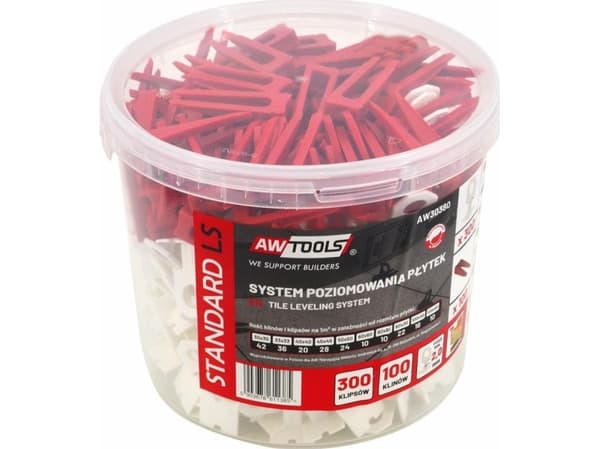 AWTOOLS FLISNIVELLERINGSSYSTEM STANDARD 2,0mm - 7-15mm - CLIP 300stk. + KILE 100stk.