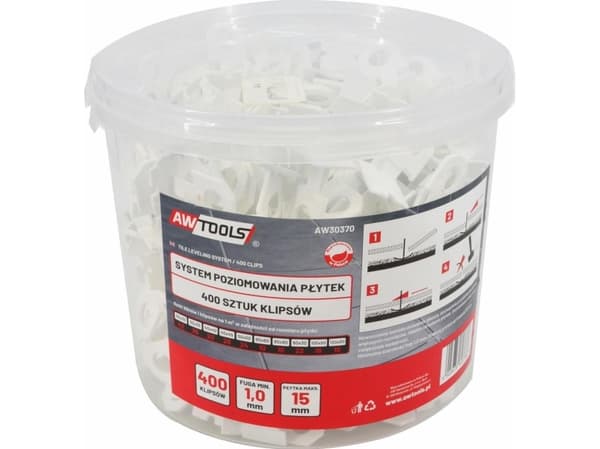 AWTOOLS TILE NIVELLERINGSSYSTEM STANDARD 1,0mm - 7mm-15mm - CLIP 400stk.