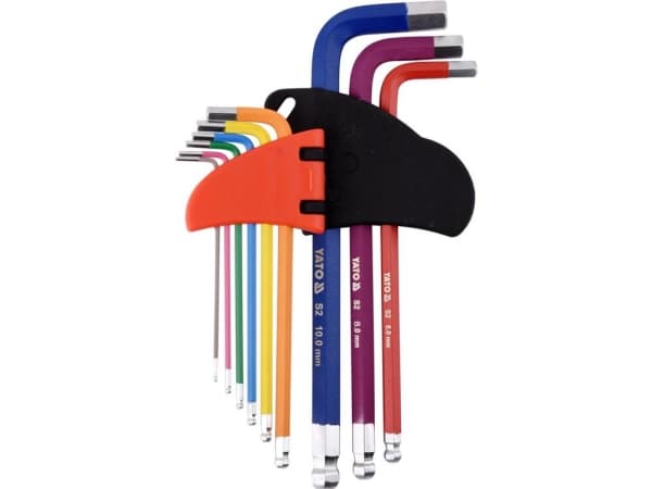 Yato YT-05632, Insexnycklar med L-handtag, set, Metrisk, 9 styck, Stål, 1.5,2,2.5,3,4,5,6,8,10 mm, 7,85 cm