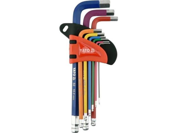 Yato YT-05632, Insexnycklar med L-handtag, set, Metrisk, 9 styck, Stål, 1.5,2,2.5,3,4,5,6,8,10 mm, 7,85 cm